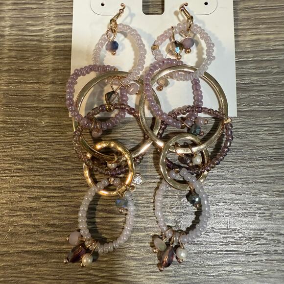 Style & Co. Purple Bead Links Earrings NWT - Picture 3 of 7
